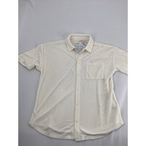 Barefoot Dreams Beach CozyTerry Button Down Shirt Pearl White BDWBC22305 Medium